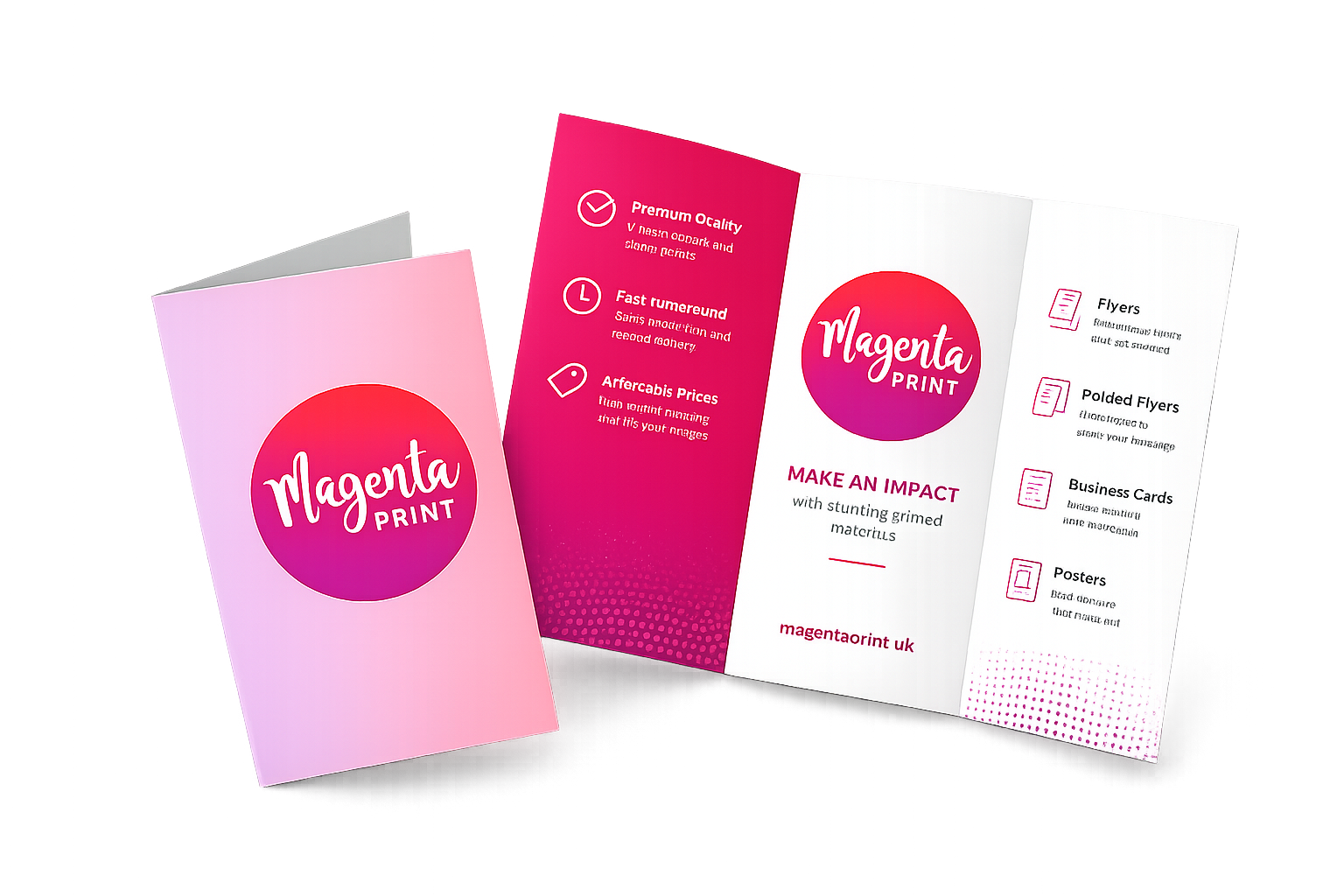 magenta folded flyers